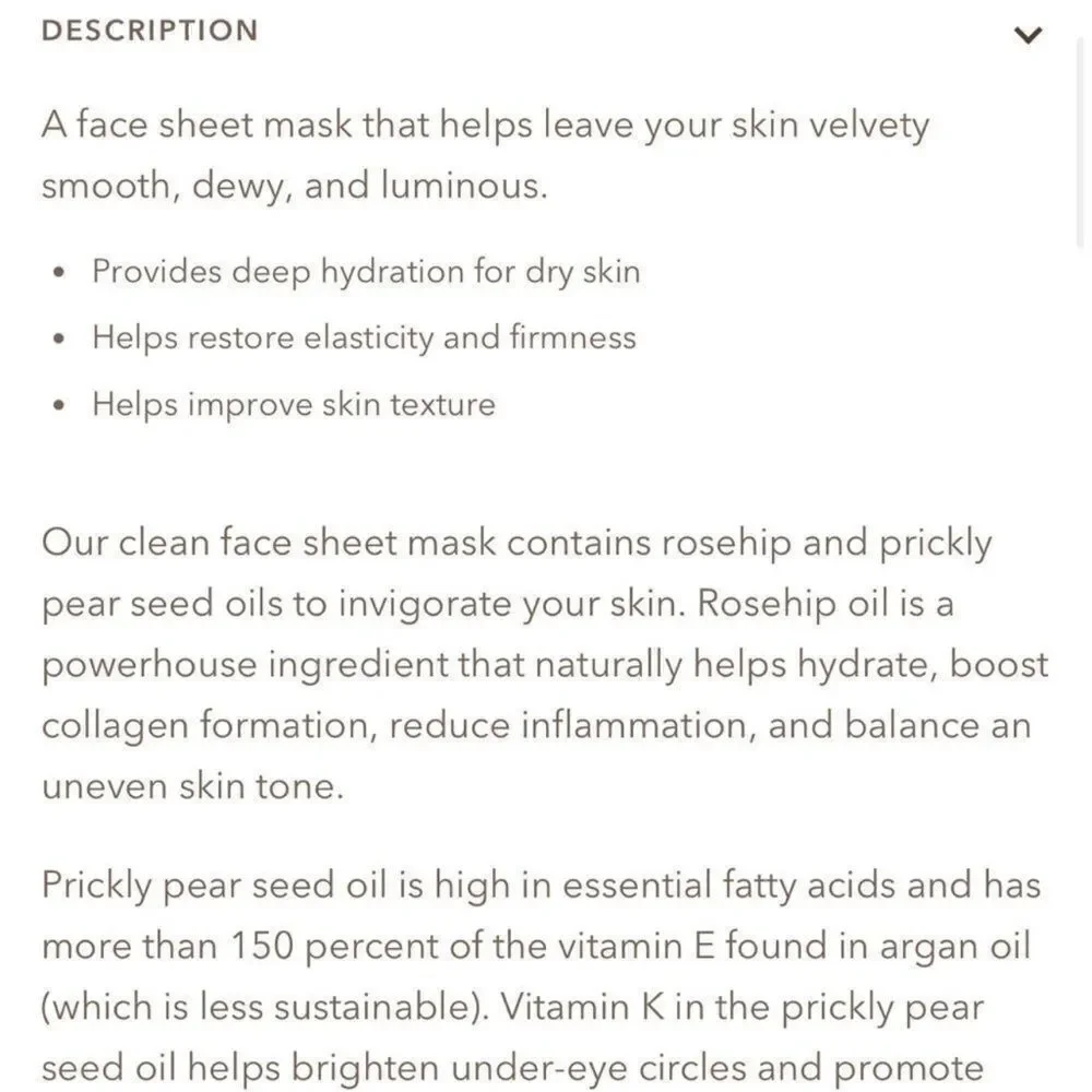 $6🌟 Diana Madison Beauty The Glow Factor Rose Hip Oil Hydrating Face Sheet Mask